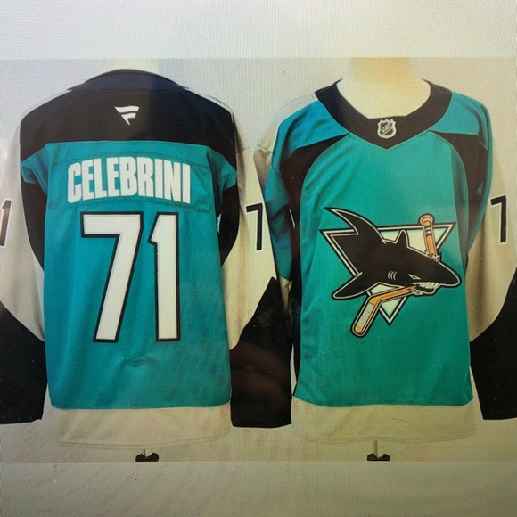 🥳Macklin Celebrini Teal Stitched Jersey🥰